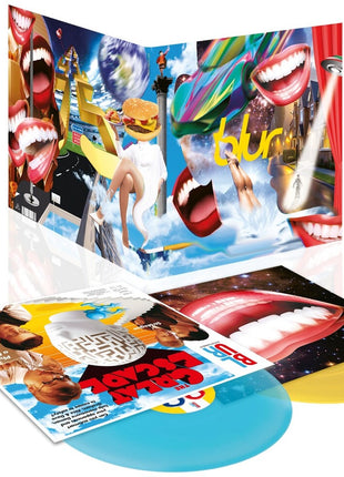 the album cover for Blur - Great Escape (30th Anniversary Edition) [yellow / turquoise vinyl]