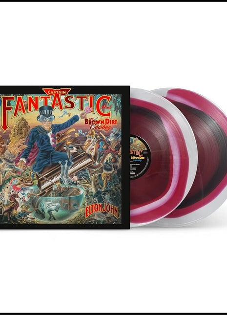 the album cover for Elton John - Captain Fantastic and the Brown Dirt Cowboy (50th Anniversary Edition) - [180g Tri-Color Sp. Effect 2 LP]