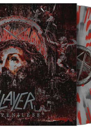 the album cover for Slayer - Repentless [Indie Exclusive Clear Silver Red Splatter]