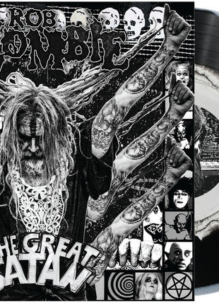 the album cover for Rob Zombie - The Great Satan [Indie Exclusive Black and White Swirl Vinyl]