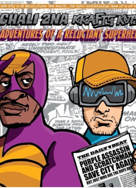 the album cover for Chali 2na / Krafty Kuts - Adventures Of A Reluctant Superhero [Indie Exclusive] [Colored Vinyl]