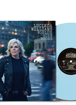 the album cover for Lucinda Williams - World's Gone Wrong [Indie Exclusive Sky Blue Colored Vinyl]