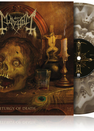 the album cover for Mayhem - Liturgy Of Death [Indie Exclusive Black Ice Ghost Colored Vinyl & LP-Booklet]