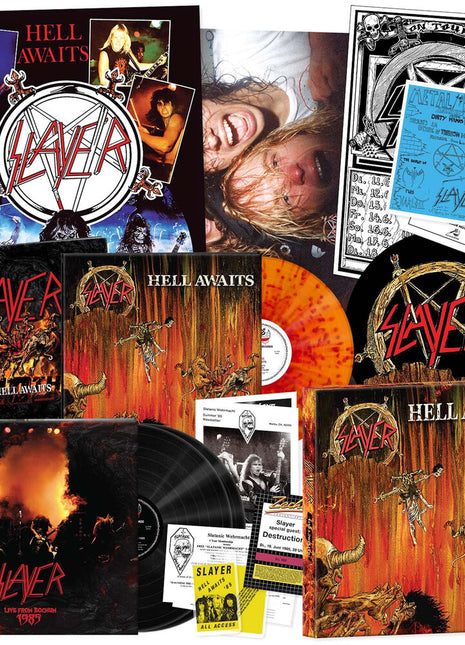 the album cover for Slayer - Hell Awaits - 40th Anniversary [3LP Box Set]