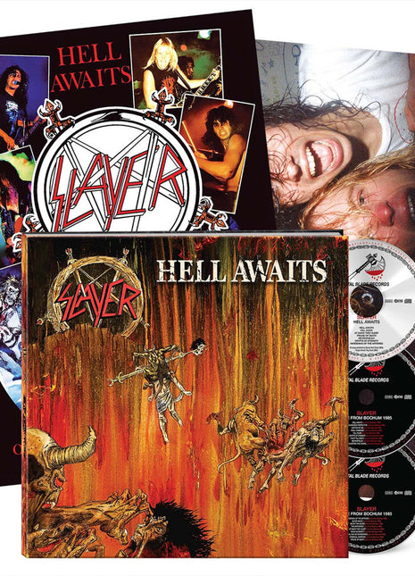 the album cover for Slayer - Hell Awaits - 40th Anniversary [3CD Box Set]