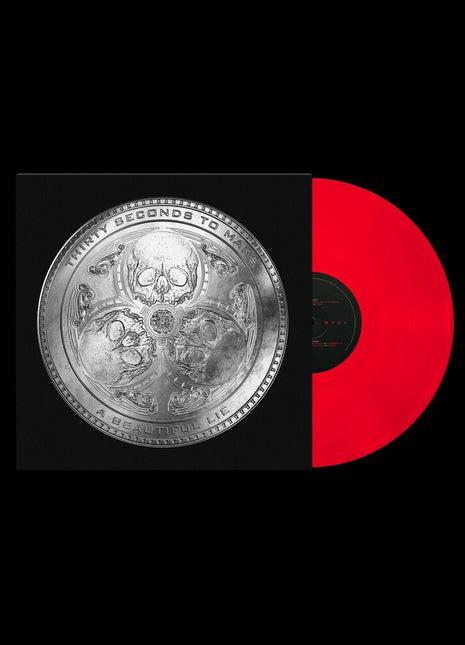 the album cover for Thirty Seconds To Mars - A Beautiful Lie - 20 Year Anniversary [180g Red LP]