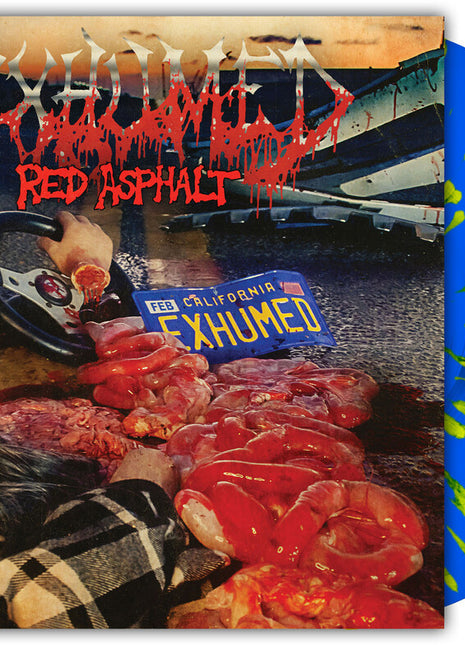 the album cover for Exhumed - Red Asphalt Mocks [Orchard Indie Exclusive Royal Blue with Splatter]