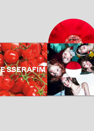 the album cover for LE SSERAFIM - 1st Single Album 'SPAGHETTI' [Tomato Red]