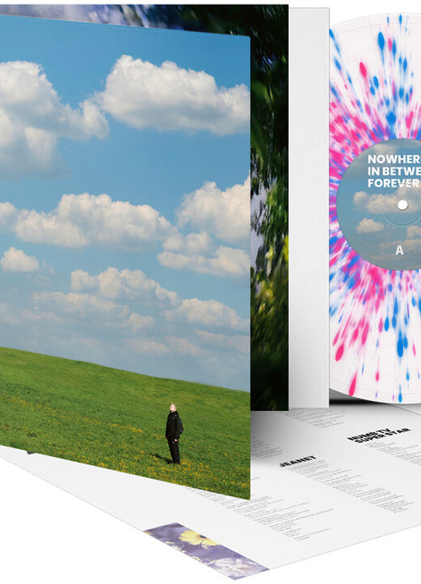 the album cover for Lantlos - Nowhere In Between Forever [White/Blue/Pink]