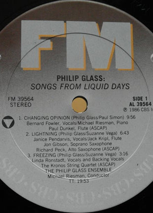 Philip Glass : Songs From Liquid Days (LP, Album)