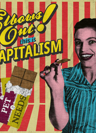 the album cover for PET NEEDS - Elbows Out This Is Capitalism [Colored Vinyl] (Red)
