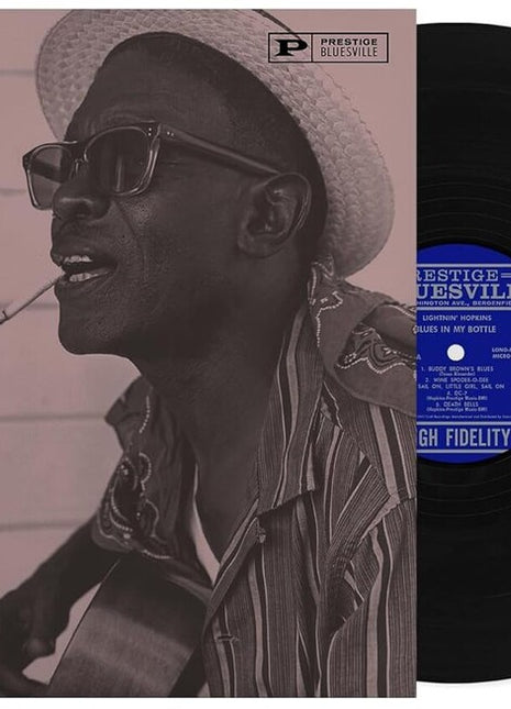 the album cover for Lightnin' Hopkins - Blues In My Bottle (Bluesville Acoustic Sounds Series) [180g Black Vinyl - paper wrapped jacket]