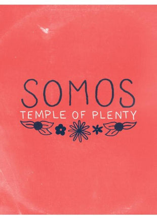 the album cover for Somos - Temple Of Plenty - Red & Sea Glass Blue Splash