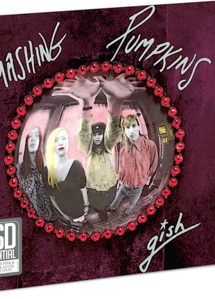 the album cover for The Smashing Pumpkins - Gish - RSD Essentials Exclusive [180g Gray with Pink/Purple Splatter]