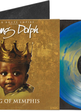 the album cover for Young Dolph - King Of Memphis (10 Yr) - Royalty Blue/Gold (Blue)