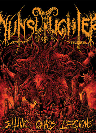 the album cover for Nunslaughter - Satanic Chaos Legions [Indie Exclusive Orange]