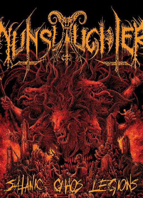 the album cover for Nunslaughter - Satanic Chaos Legions [Indie Exclusive Orange]