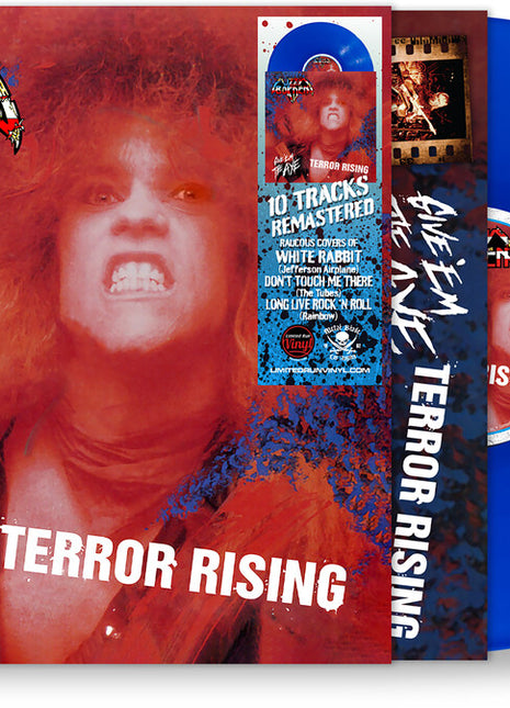 the album cover for Lizzy Borden - Give 'em The Axe & Terror Rising - Blue (Blue)