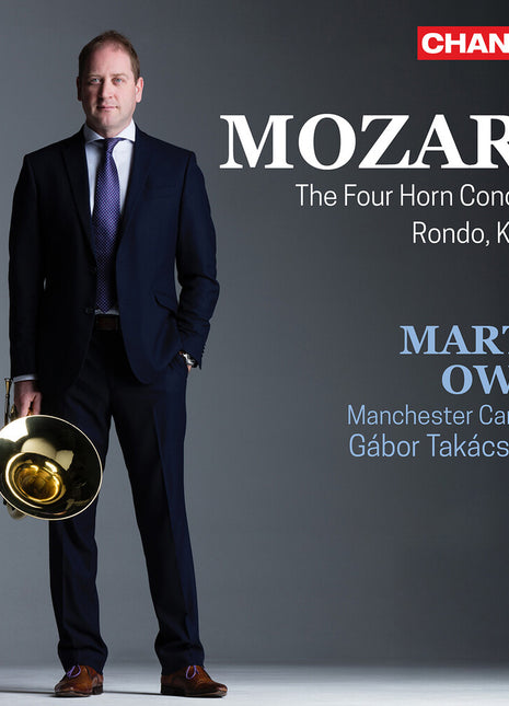 the album cover for Martin Owen - Mozart: Horn Cons