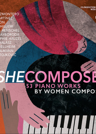 the album cover for Yami Cruzmontero - She Composes - 53 Pno Pieces By Women Composers