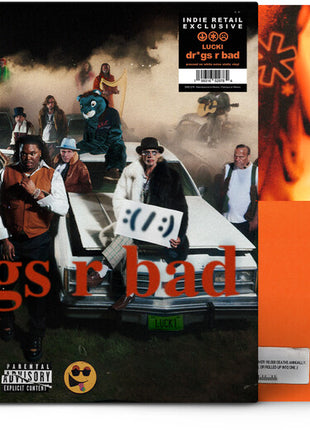 the album cover for Lucki - Dr*Gs R Bad [Indie Exclusive] White [Clear Vinyl] [Limited Edition] (Wht) [Indie Exclusive]
