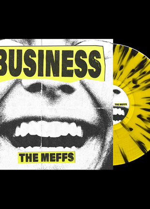 the album cover for The Meffs - Business [Yellow/Black Splatter]