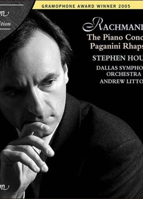 the album cover for Rachmaninoff / Hough / Litton / Dallas Symphony - Rachmaninoff: Piano Ctos 1-4 / Paganini Rhapsody