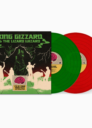 the album cover for King Gizzard & The Lizard Wizard - I'm In Your Mind Fuzz Live [Indie Exclusive Clear Green / Clear Red]