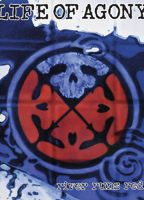 the album cover for Life Of Agony - River Runs Red - Clear With Red & Blue Swirl Vinyl