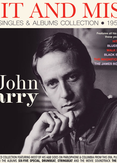 the album cover for John Barry - Hit And Miss: Singles & Albums Collection 1956-62