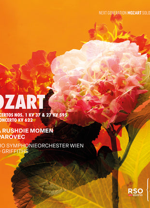 the album cover for Mishka Rushdie Momen - Mozart: Piano Cons Nos. 1 Kv 37 & 27 Kv 595 Clarin
