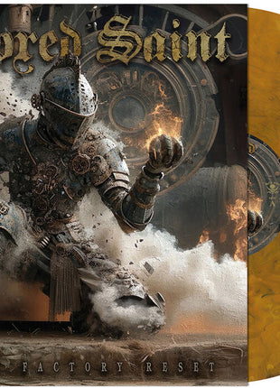the album cover for Armored Saint - Emotion Factory Reset [Amber Marbled]