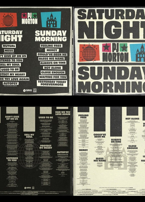 the album cover for P Morton .J. - Saturday Night / Sunday Morning