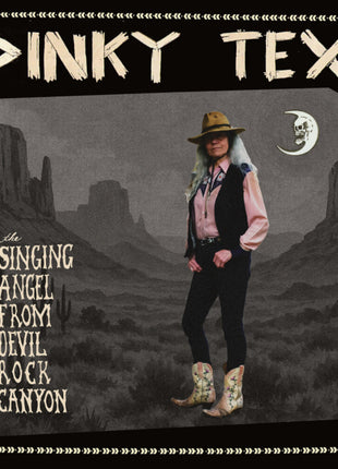 the album cover for Pinky Tex - Singing Angel From Devil Rock Canyon