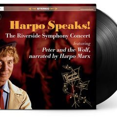 the album cover for Harpo Marx - Harpo Speaks! - The Riverside Symphony Concert featuring Peter and the Wolf