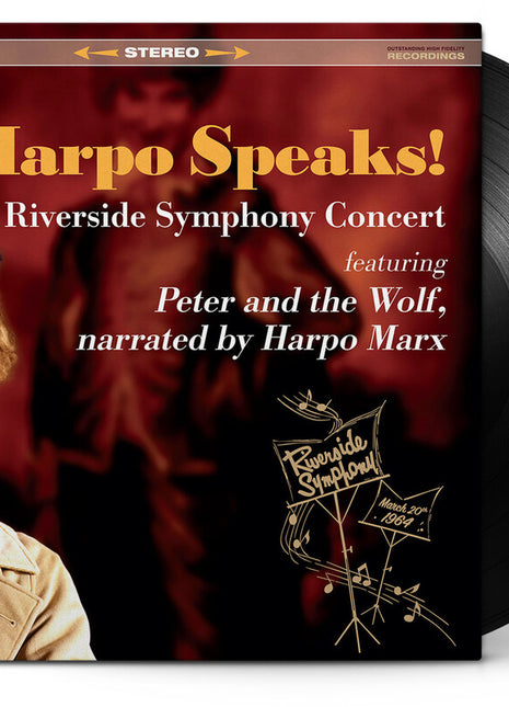 the album cover for Harpo Marx - Harpo Speaks! - The Riverside Symphony Concert featuring Peter and the Wolf