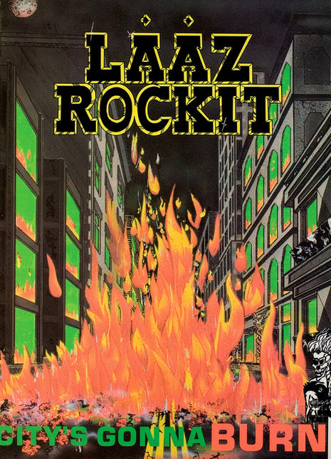 the album cover for Laaz Rockit - City's Gonna Burn [Colored Vinyl] [Limited Edition] (Red)
