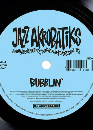the album cover for Jazz Akrobatiks (Awon, Beneficence, Doodlebug & Jazz Spastiks) - Bubblin'