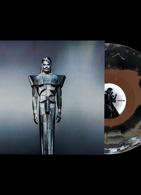 the album cover for Adam Lambert - Adam [Indie Exclusive Black Orange White Marble]