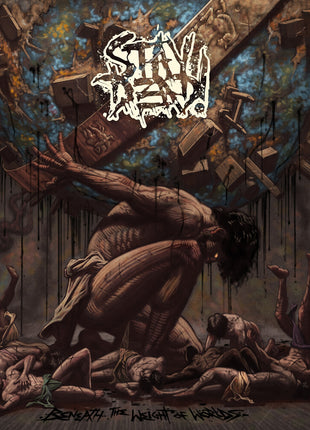 the album cover for Stay Dead - Beneath the Weight of Worlds (laguna Blue Marbled Vinyl)