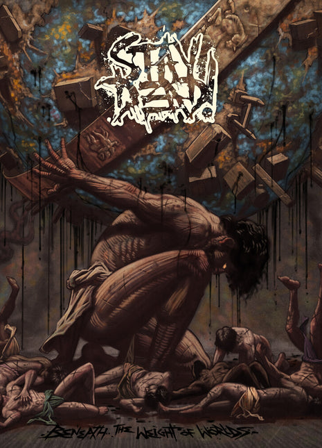the album cover for Stay Dead - Beneath the Weight of Worlds (laguna Blue Marbled Vinyl)