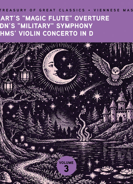 the album cover for Ljubljana Symphony Orchestra & Slovak Phil Orch - The Treasury of Great Classics - Viennese Masters - Vol. 3. Mozart's "Magic Flute" Overture, Haydn's "Military" Symphony, Brahms
