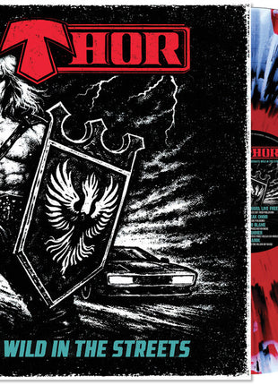 the album cover for Thor - Recruits Wild In The Streets - [Clear/Red/Black/White Haze Splatter]