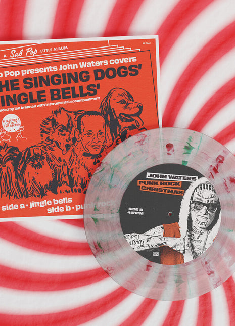 the album cover for John Waters - It's a Punk Rock Christmas (color 7inch)