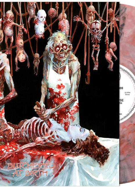 the album cover for Cannibal Corpse - Butchered at Birth (red & Black Smoke Vinyl)