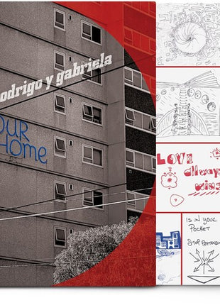 the album cover for Rodrigo Y Gabriela - OurHome [White, Red & Blue Layered]