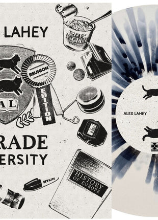 the album cover for Lahey - B-Grade University - Black & White Splatter Colored Vinyl