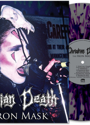 the album cover for Christian Death - The Iron Mask [Purple/Silver Splatter]