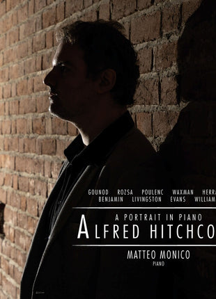 the album cover for Matteo Monico - Alfred Hitchcock: a Portrait in Piano