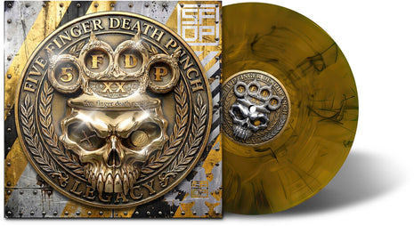 the album cover for Five Finger Death Punch - Legacy [Indie Exclusive Amber Wave]
